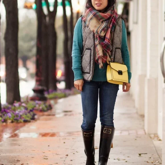 J. Crew Excursion Blogger Favorite Quilted Down Fill Vest Herringbone XS - Picture 7 of 16